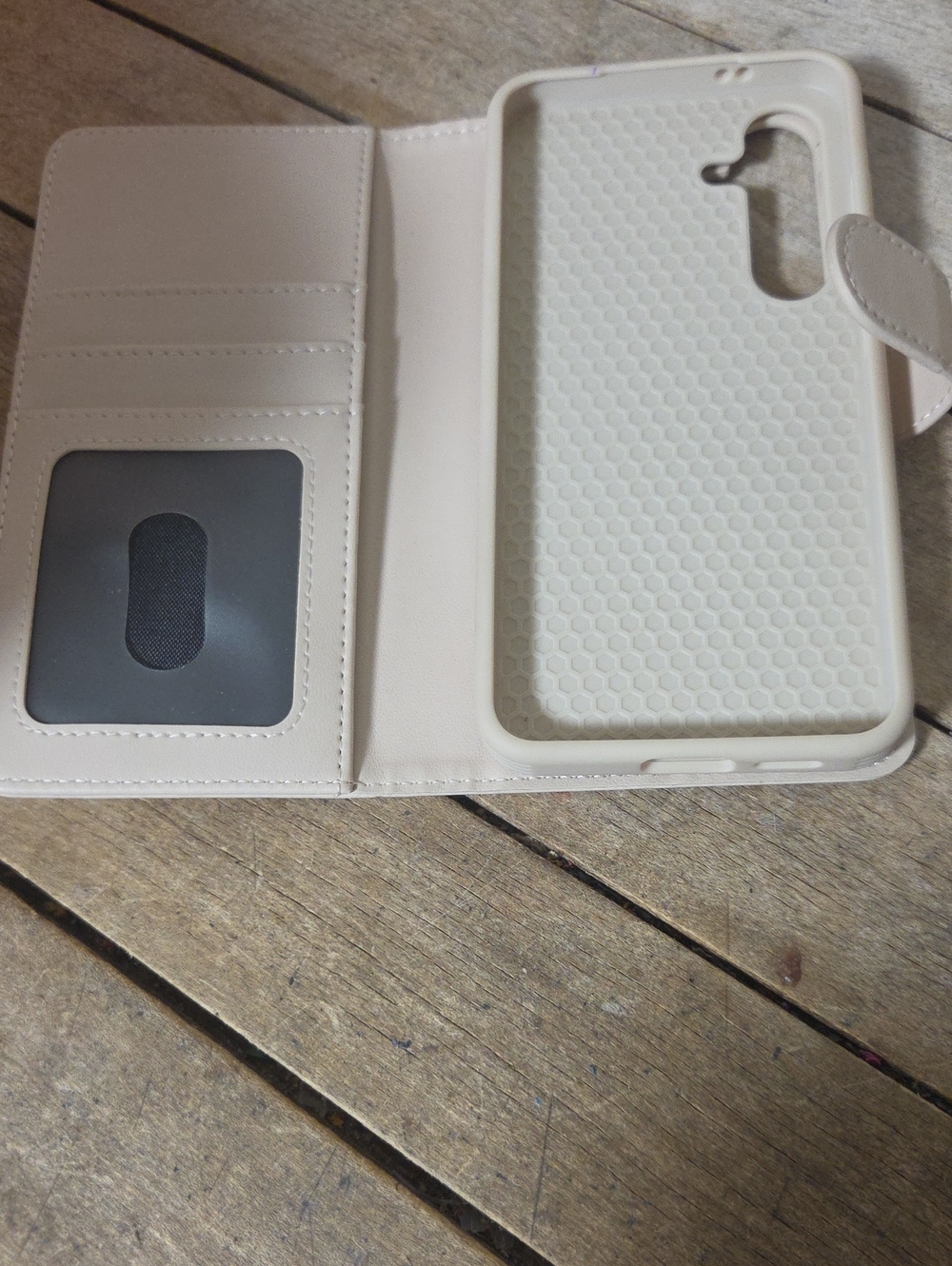 Neutral Beige Wallet Phone S25  Case with Card Slots